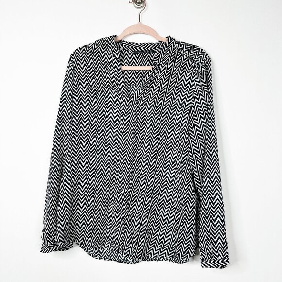 2/$24 ZAC & Rachel Zigzag Chained Blouse V-Neck Long Sleeve XL #A0479 TRB3 - Picture 3 of 7